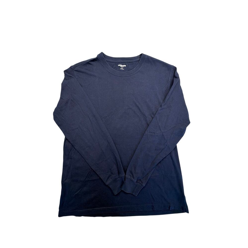 Lands' End Super-T Men's Long Sleeve Shirt Navy Blue Size Large